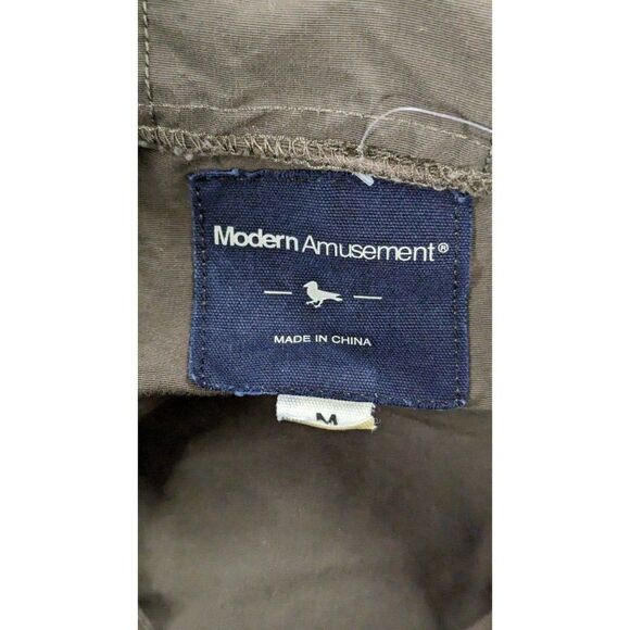 Modern Amusement Mens Size Medium Green Long Sleeve Hooded Windbreaker Jacket - Picture 9 of 11